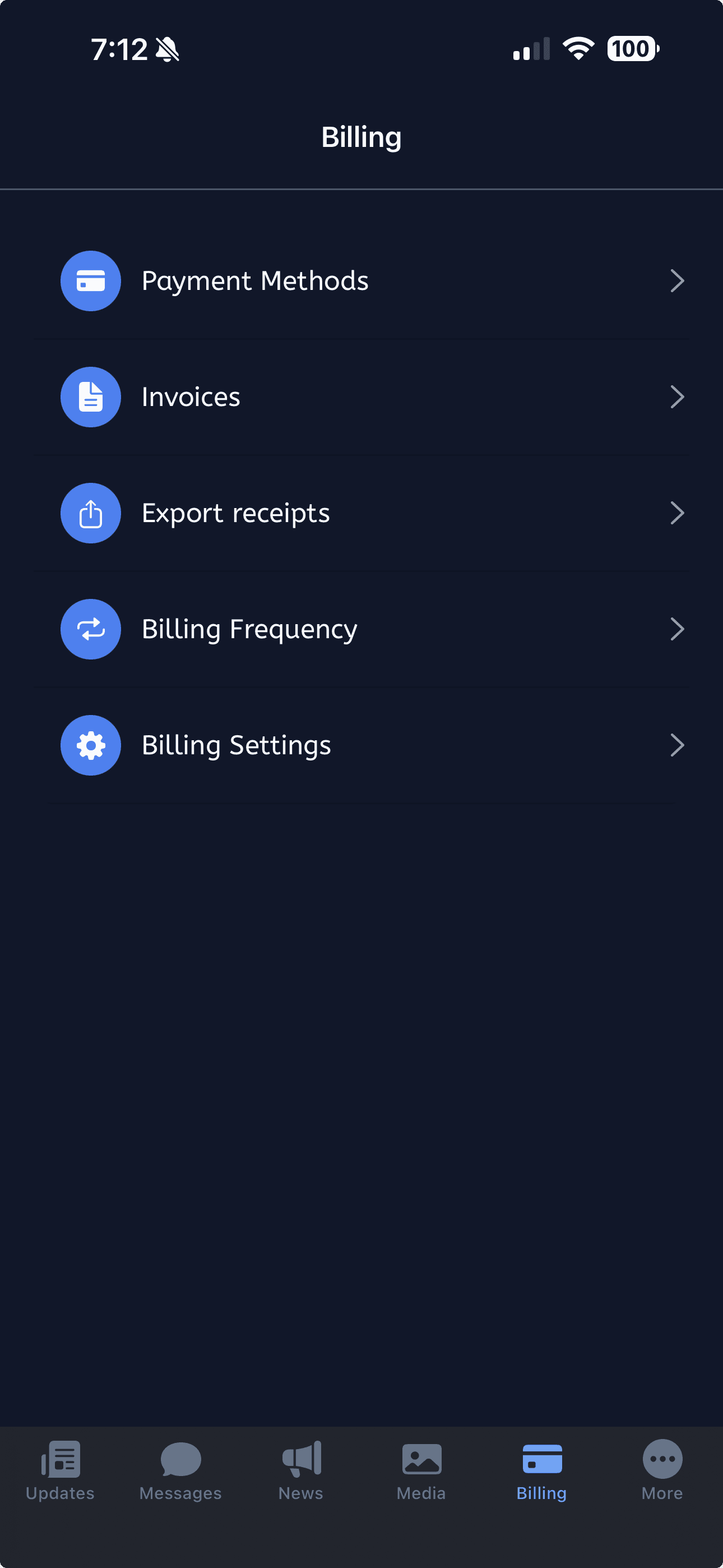 Toddly parent app billing screen
