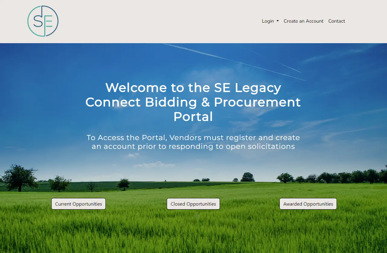 SE Legacy Connect bidding and procurement portal home